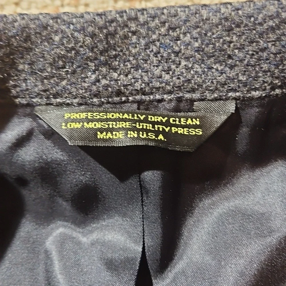 American‎ Trend Blazer Mens 42R Wool Sport Coat Houndstooth Blue Gray
